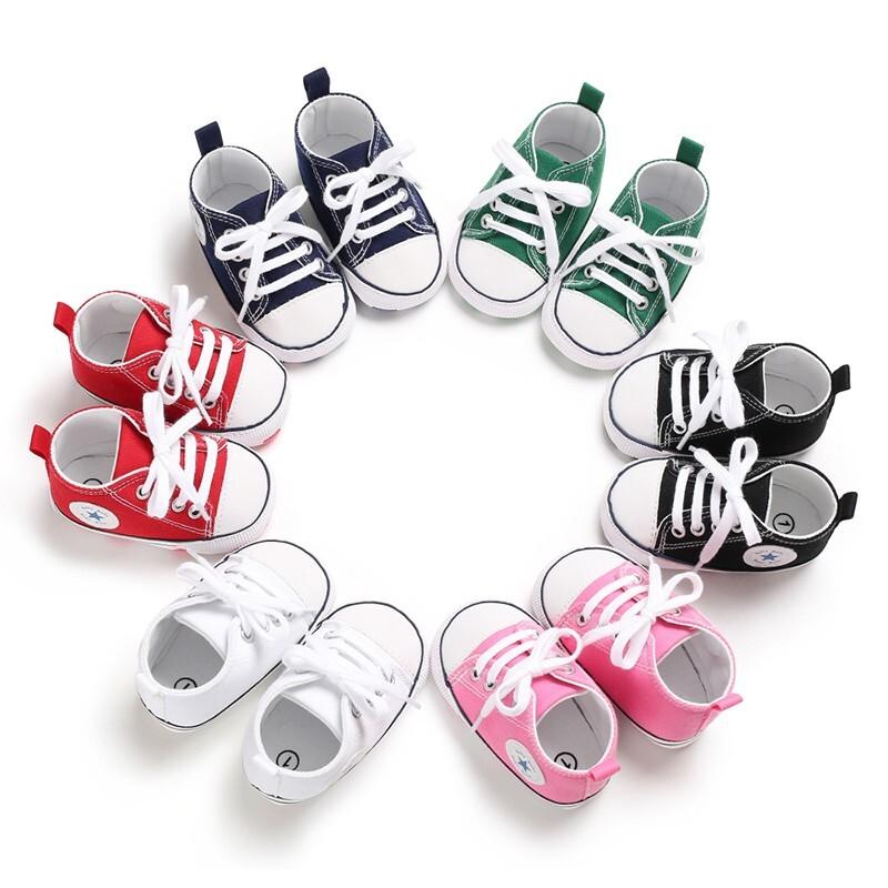 Baby Infant Classic Canvas Baby Shoes Boy Girl Soft Sole Size 1 2 3 0-18 Months