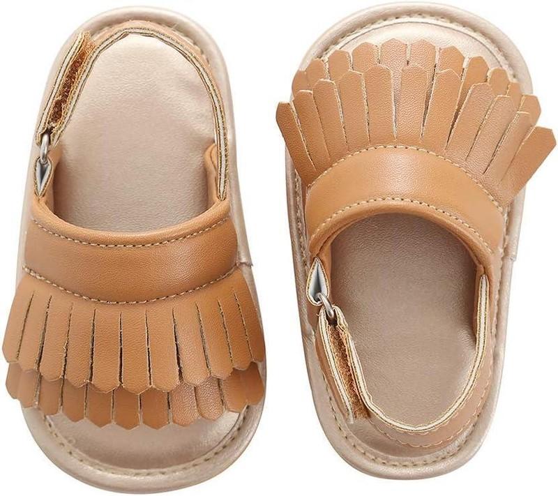 Baby Sandal Tassels Summer Toddler Slipper Shoes 6-18 Months (Brown)
