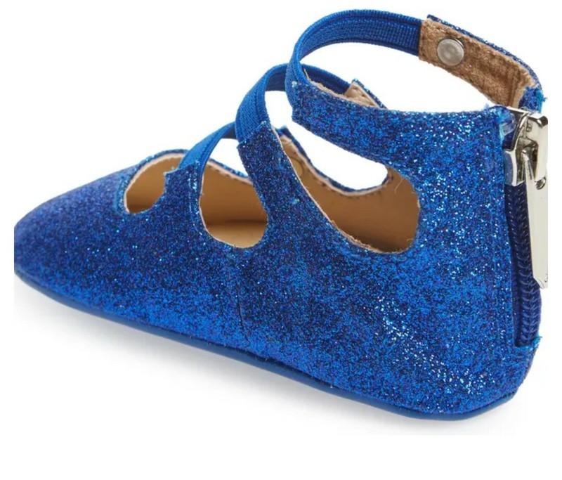 Baby Sasha Sparkly Crib Shoe - Color Blue -Size 3 (6-9 Months) NIB