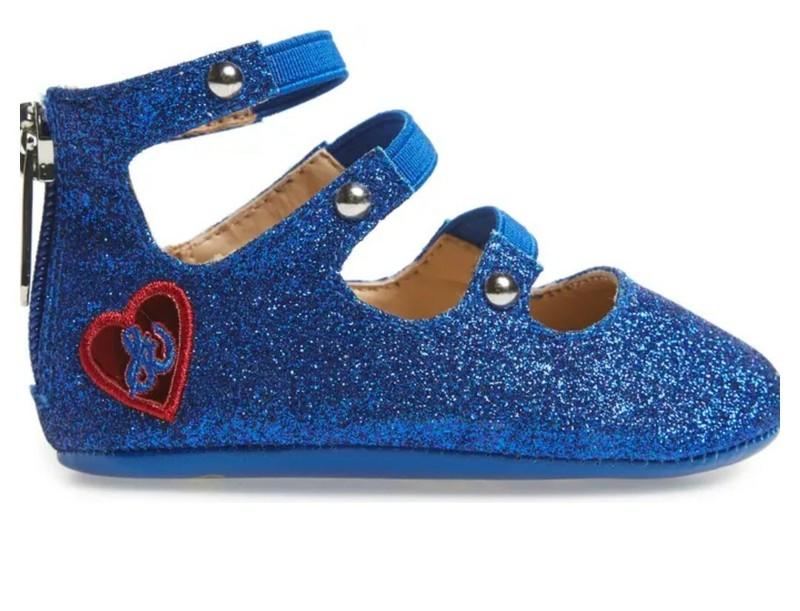 Baby Sasha Sparkly Crib Shoe - Color Blue -Size 3 (6-9 Months) NIB