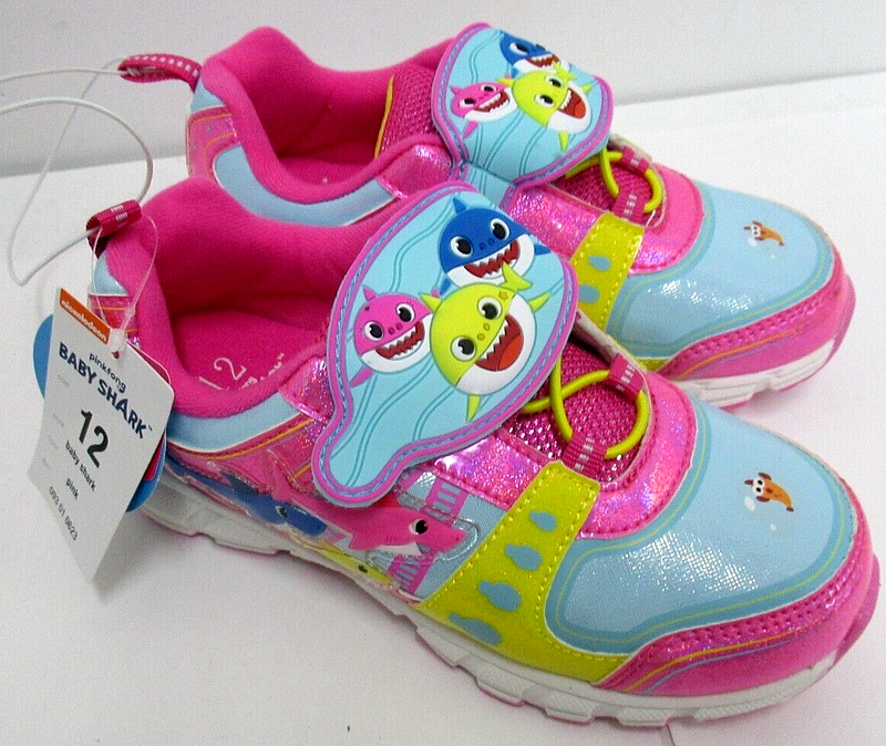 Baby Shark Toddler Light Up Tennis Shoes Sneaker Girls Size 12