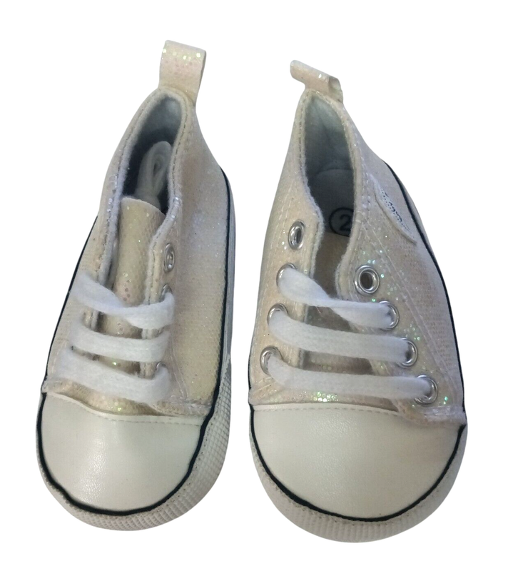 Baby Unisex Glitter Canvas Shoes Soft Sole Toddler High-Top Size 2
