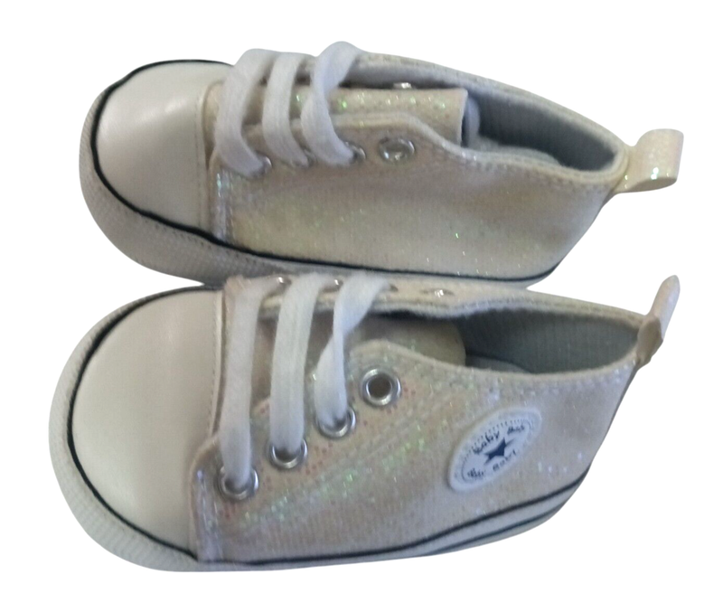 Baby Unisex Glitter Canvas Shoes Soft Sole Toddler High-Top Size 2