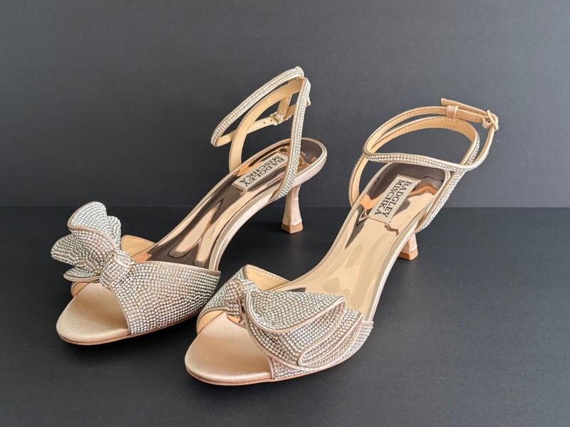 Badgley Mischka Women's Nude Remi Kitten Evening Heel Sandals NEW Pick Size