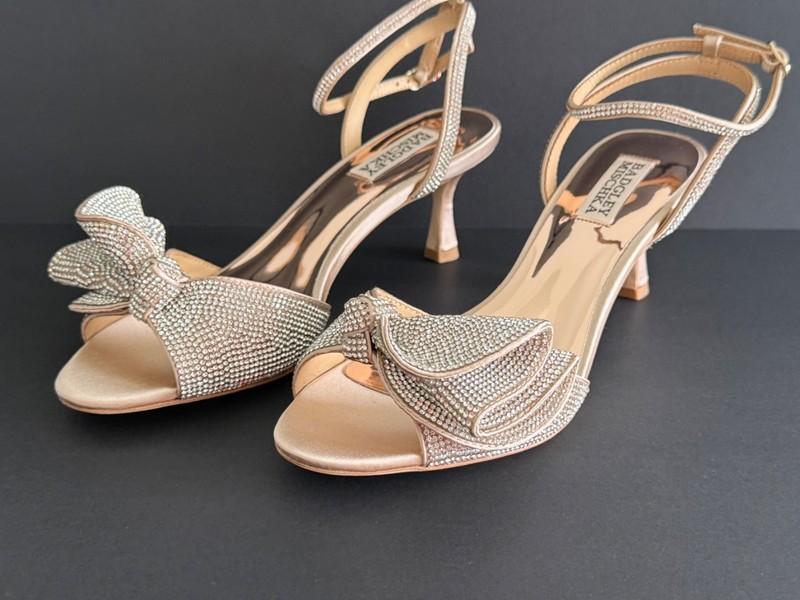 Badgley Mischka Women's Nude Remi Kitten Evening Heel Sandals NEW Pick Size