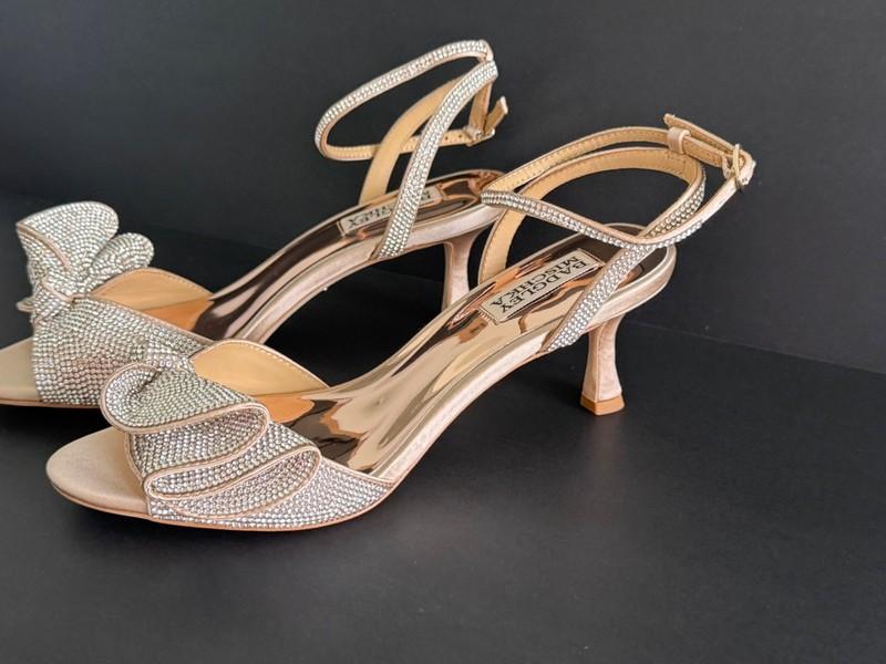 Badgley Mischka Women's Nude Remi Kitten Evening Heel Sandals NEW Pick Size