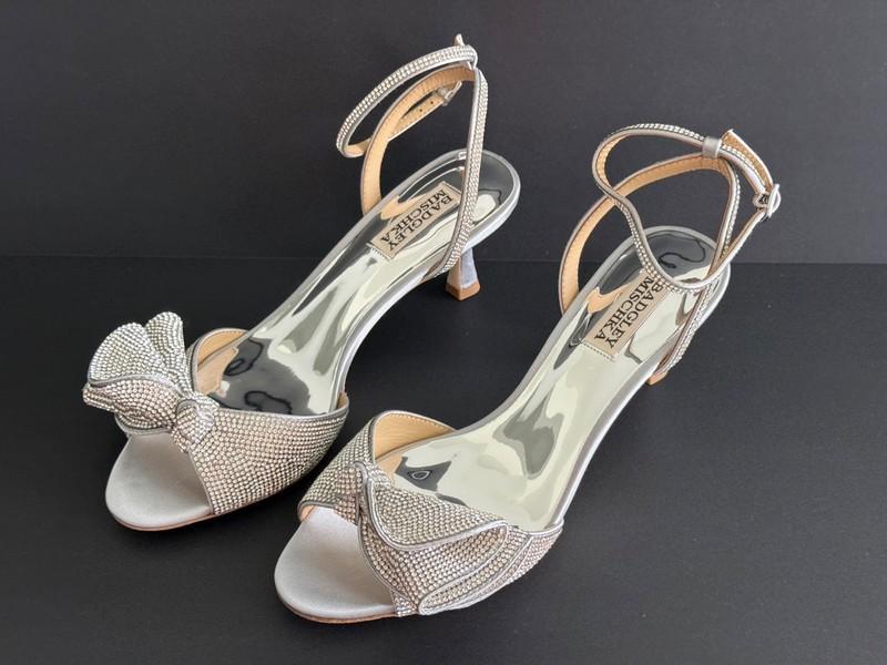Badgley Mischka Women's Silver Remi Kitten Evening Heel Sandals NEW Pick Size