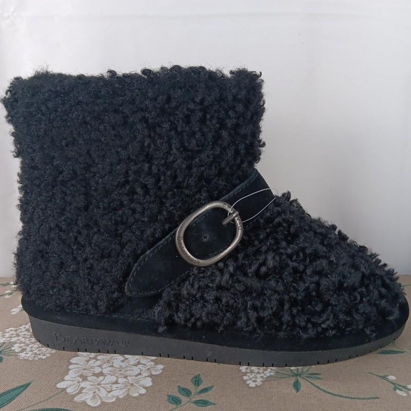 BEARPAW Big Girls' Treasure Youth Black Wool Blend Boots - Size 5Youth