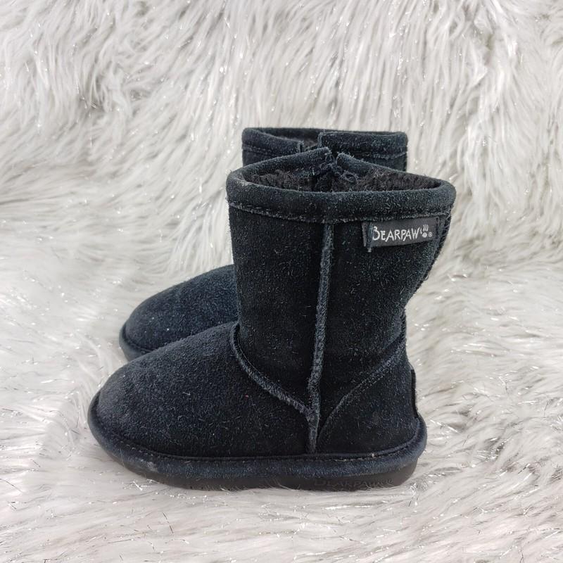 BEARPAW Black Suede Casual Boots Little Kids Size 6
