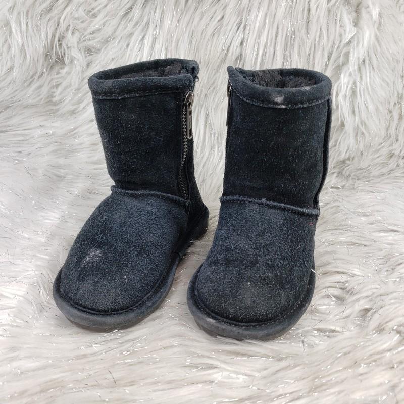 BEARPAW Black Suede Casual Boots Little Kids Size 6
