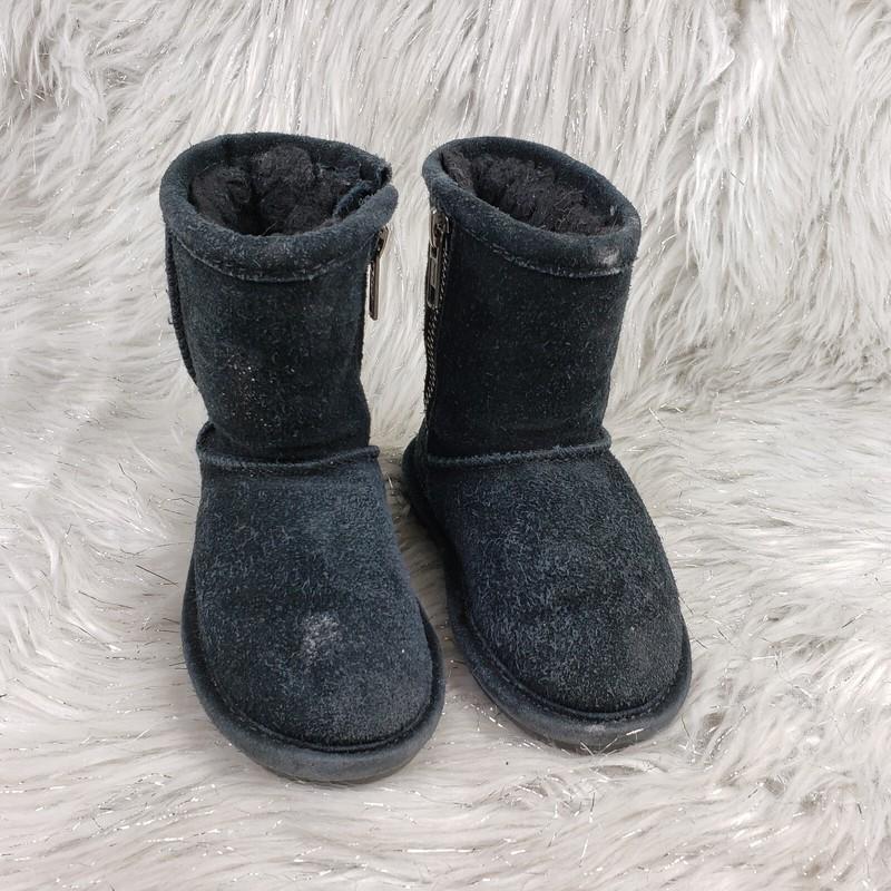 BEARPAW Black Suede Casual Boots Little Kids Size 6