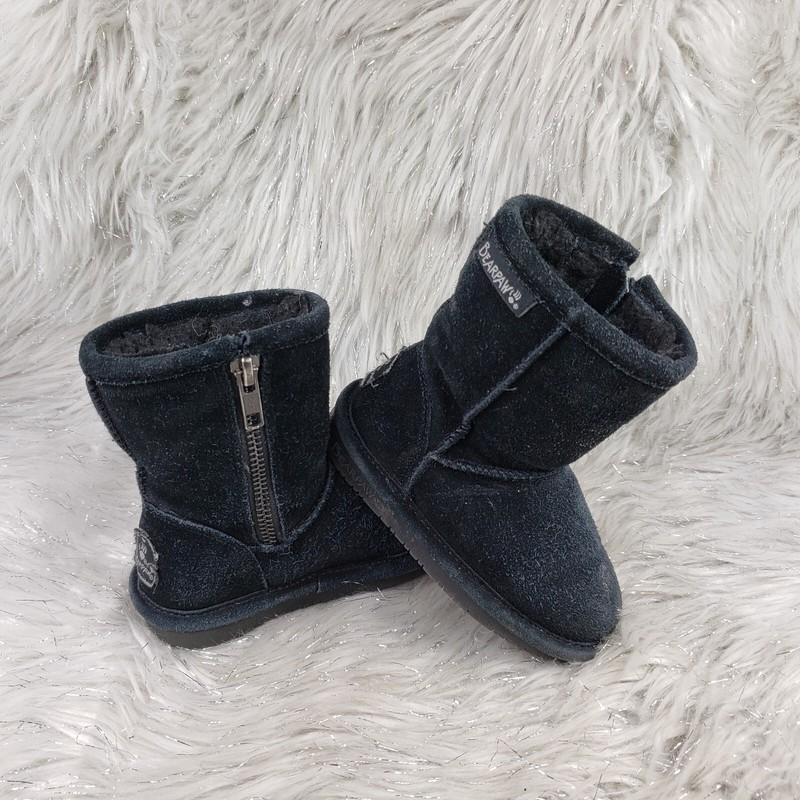 BEARPAW Black Suede Casual Boots Little Kids Size 6