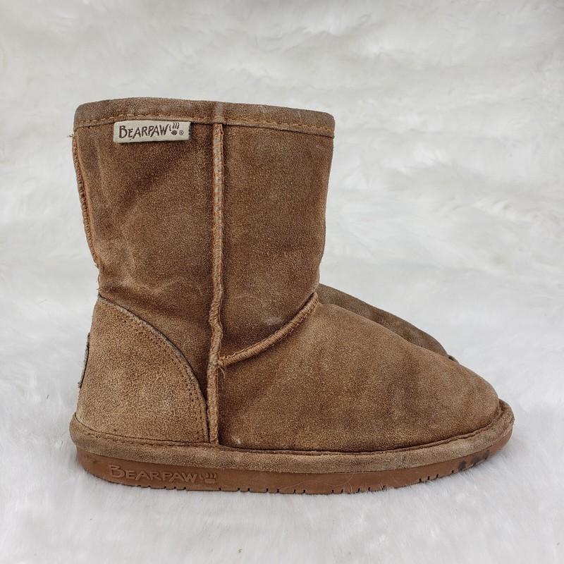 BEARPAW Emma Toddler Size US 12 EUR 29 Brown Cow Suede Wool Lined Casual Boots