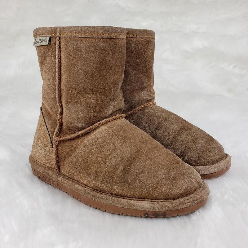 BEARPAW Emma Toddler Size US 12 EUR 29 Brown Cow Suede Wool Lined Casual Boots