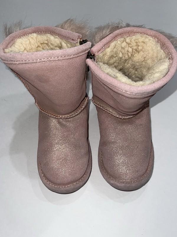 Bearpaw Girls Boots Size 10 Lot – Black & Pink Faux Fur Winter Shoes