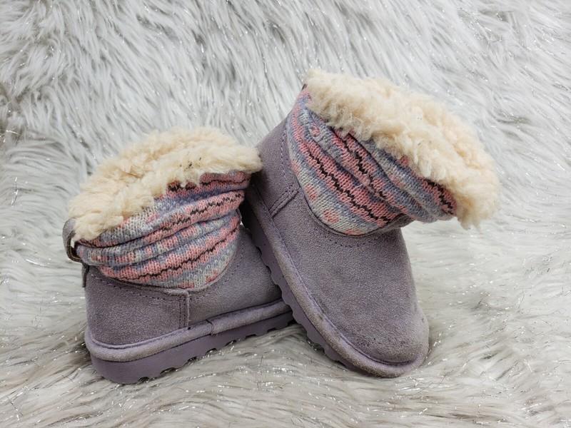BEARPAW Purple Suede Wool Lined Slip On Boots Booties Toddler Size US 8 EUR 25