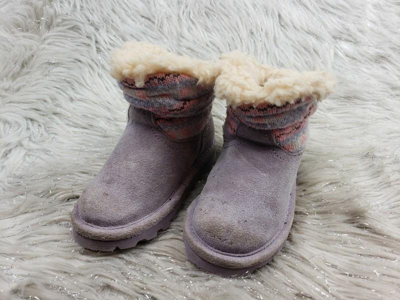 BEARPAW Purple Suede Wool Lined Slip On Boots Booties Toddler Size US 8 EUR 25