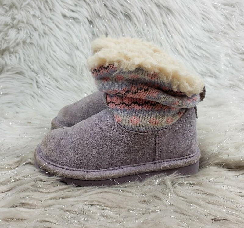 BEARPAW Purple Suede Wool Lined Slip On Boots Booties Toddler Size US 8 EUR 25