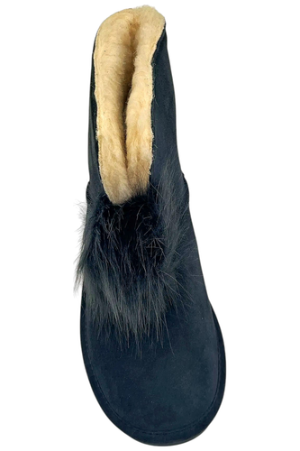 BEARPAW Suede Sheepskin Pom Pom Boot With NeverWet Navy