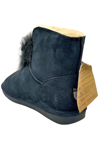 BEARPAW Suede Sheepskin Pom Pom Boot With NeverWet Navy