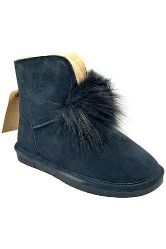 BEARPAW Suede Sheepskin Pom Pom Boot with NeverWet Navy