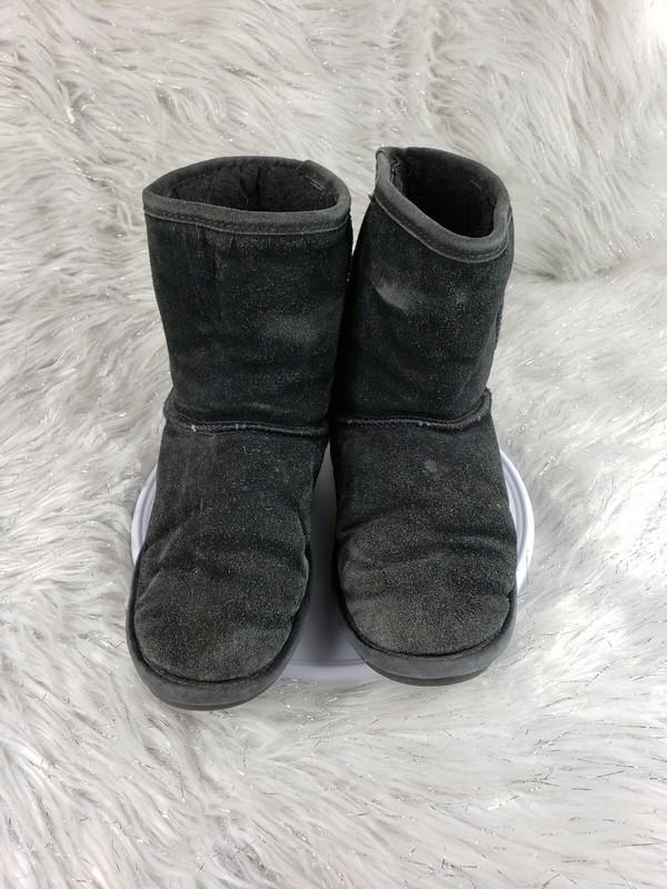 BEARPAW Youth Emma 608Y Black Cow Suede Boots Booties Size US 2 EUR 32