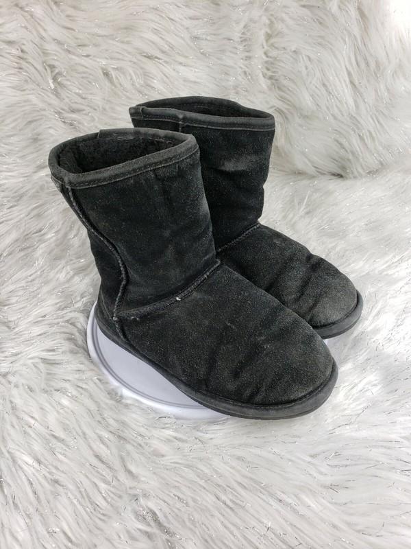 BEARPAW Youth Emma 608Y Black Cow Suede Boots Booties Size US 2 EUR 32