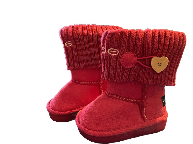 Bebe Barbie Pink Toddler Girls (6) Boots Mid Calf Knit Top Pull On Faux Suede