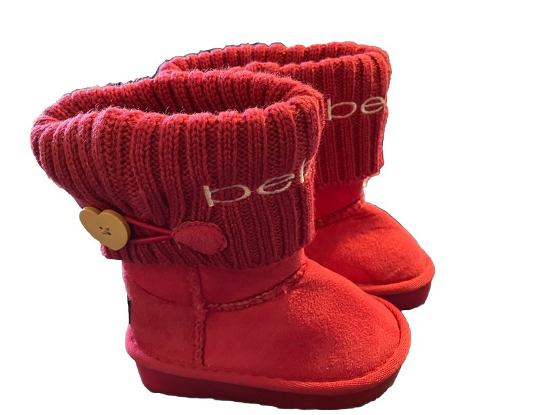 Bebe Barbie Pink Toddler Girls (6) Boots Mid Calf Knit Top Pull On Faux Suede