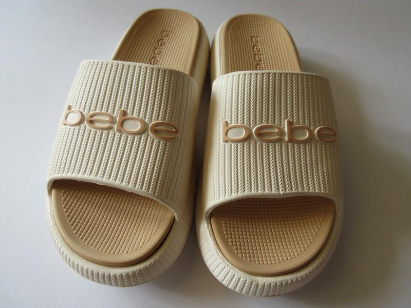 Bebe Comfort Casual Slide Beige With Tan Color Insole With Bebe Logo New