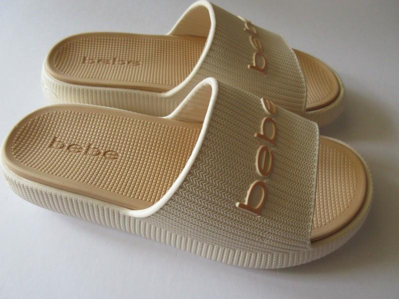 Bebe Comfort Casual Slide Beige With Tan Color Insole With Bebe Logo New