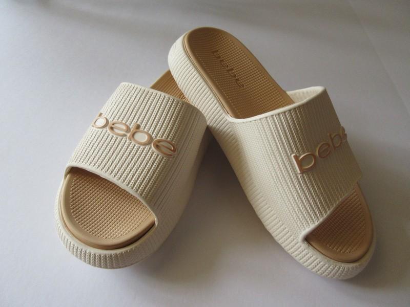 Bebe Comfort Casual Slide Beige With Tan Color Insole With Bebe Logo New
