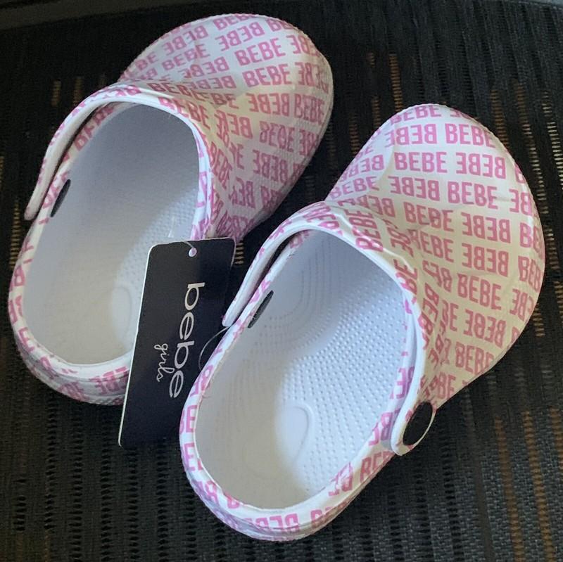 Bebe Girls Toddler Sandals Slingback Clogs White Rubber Water Shoes Sz 7/8 M
