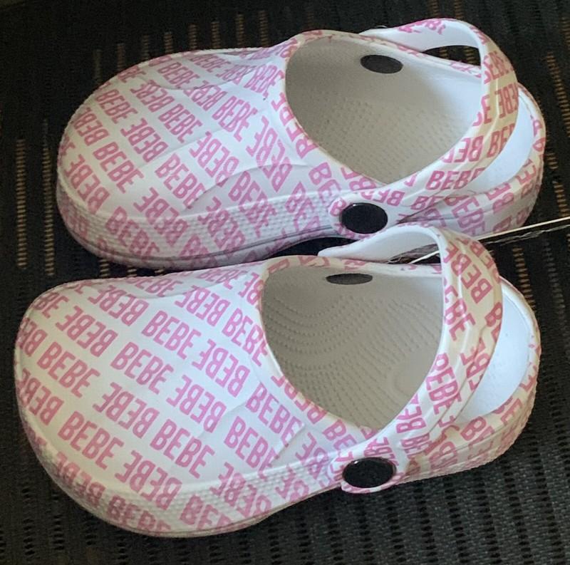 Bebe Girls Toddler Sandals Slingback Clogs White Rubber Water Shoes Sz 7/8 M