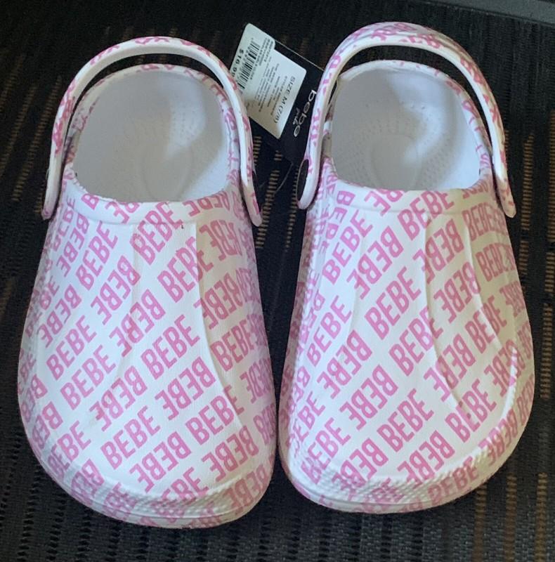 Bebe Girls Toddler Sandals Slingback Clogs White Rubber Water Shoes Sz 7/8 M