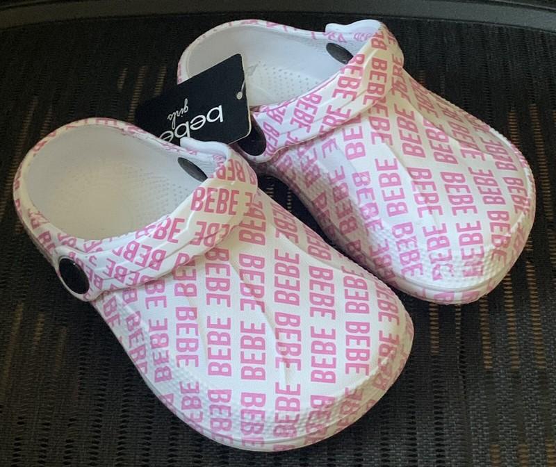 Bebe Girls Toddler Sandals Slingback Clogs White Rubber Water Shoes Sz 7/8 M