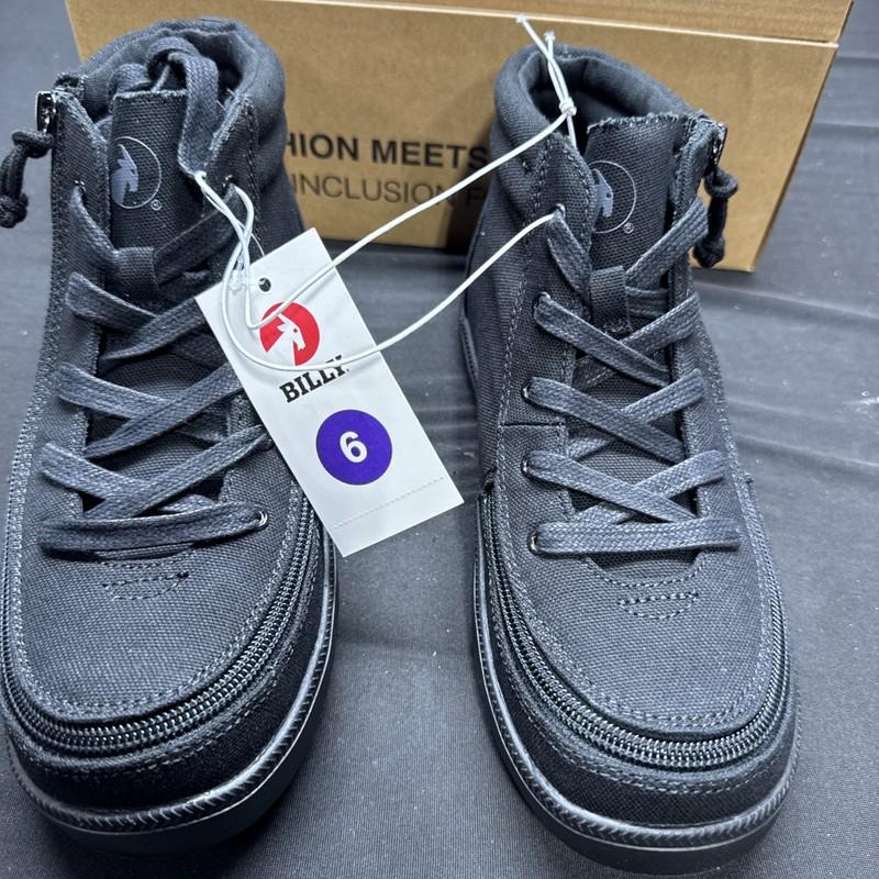 Billy Footwear Harmon All Black High Top Zipper Sneakers Big Boys' Size 6