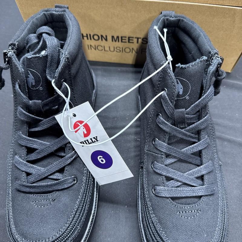 Billy Footwear Harmon All Black High Top Zipper Sneakers Big Boys' Size 6