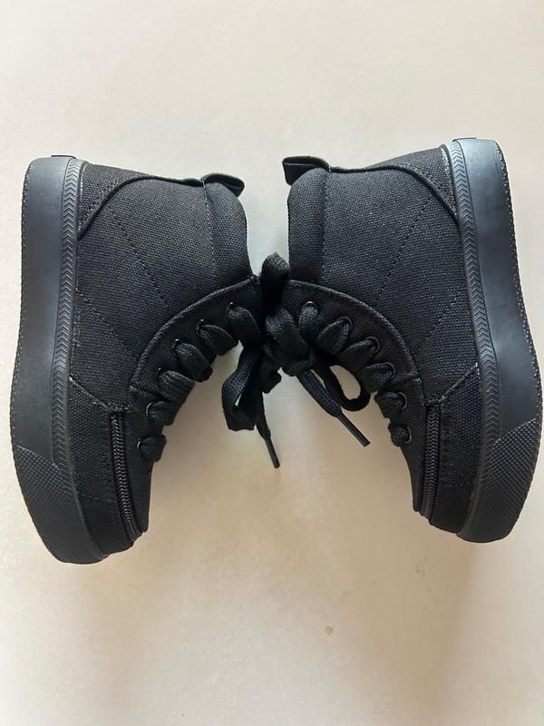 Billy Footwear Hi Top Black Size 8 Childs Zip Closure Wide Canvas New