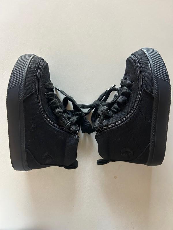 Billy Footwear Hi Top Black Size 8 Childs Zip Closure Wide Canvas New