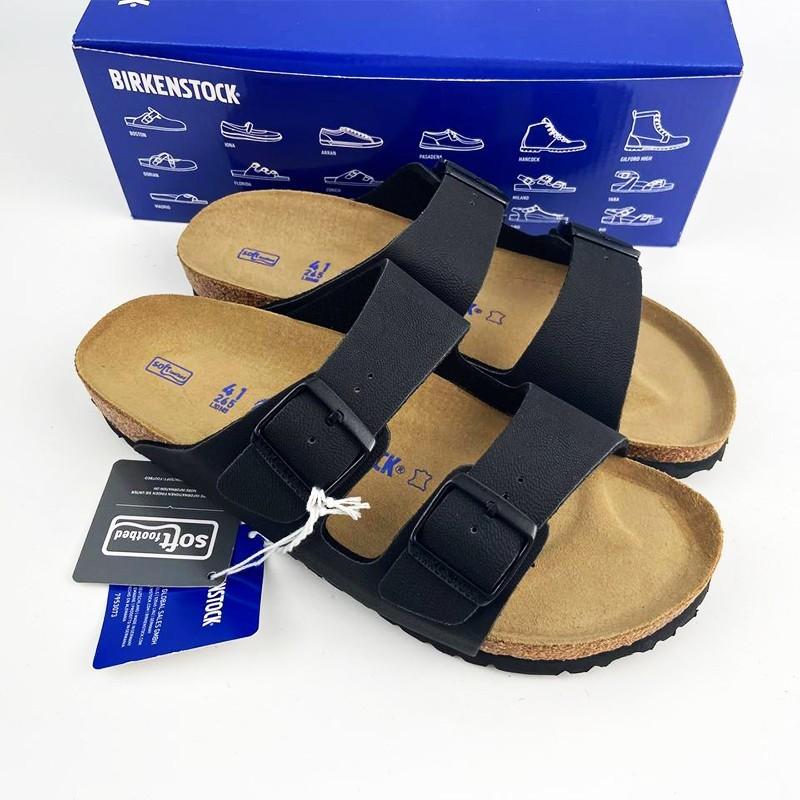 Birkenstock Arizona New Birko-Flor Birkibuc Black Leather Sandal Unisex's 37-45