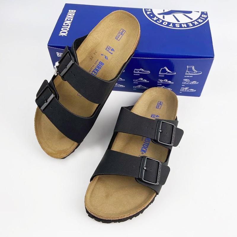 Birkenstock Arizona New Birko-Flor Birkibuc Black Leather Sandal Unisex's 37-45