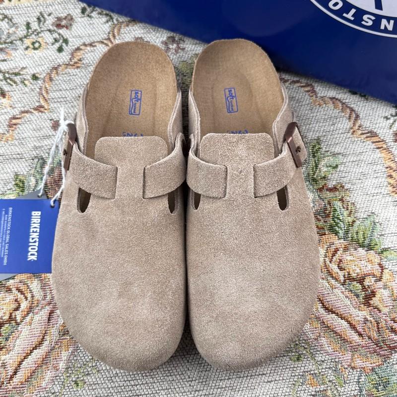 Birkenstock Boston Clog Taupe Suede Leather Soft Footbed Select Size