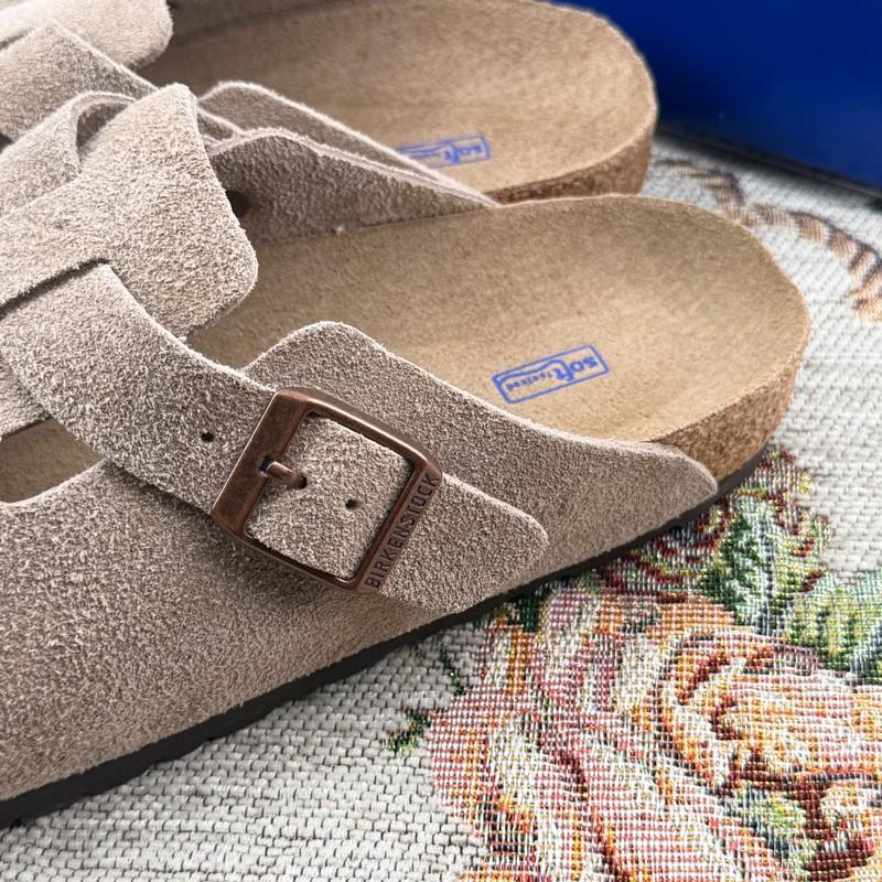 Birkenstock Boston Clog Taupe Suede Leather Soft Footbed Select Size