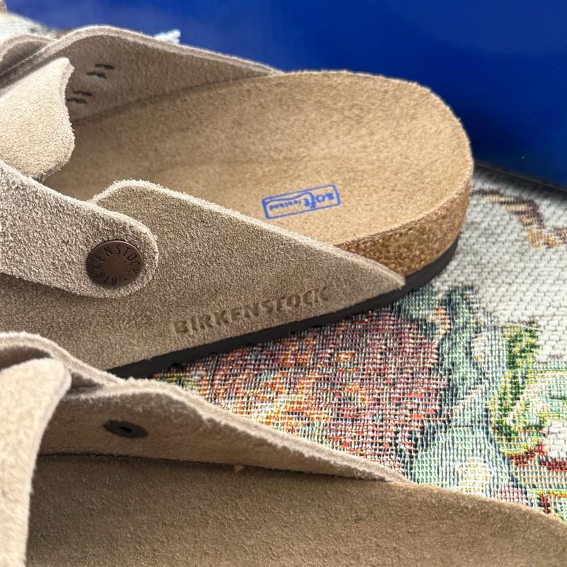 Birkenstock Boston Clog Taupe Suede Leather Soft Footbed Select Size