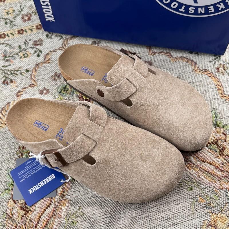 Birkenstock Boston Clog Taupe Suede Leather Soft Footbed Select Size Birkenstock Boston Clog Taupe Suede Leather Soft Footbed Select Size