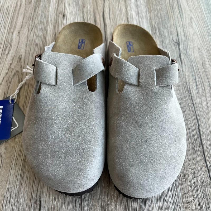 Birkenstock Boston Clogs Soft Footbed Suede Leather - Taupe