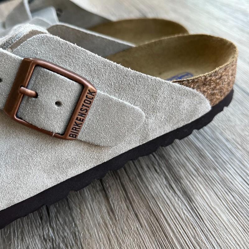 Birkenstock Boston Clogs Soft Footbed Suede Leather - Taupe