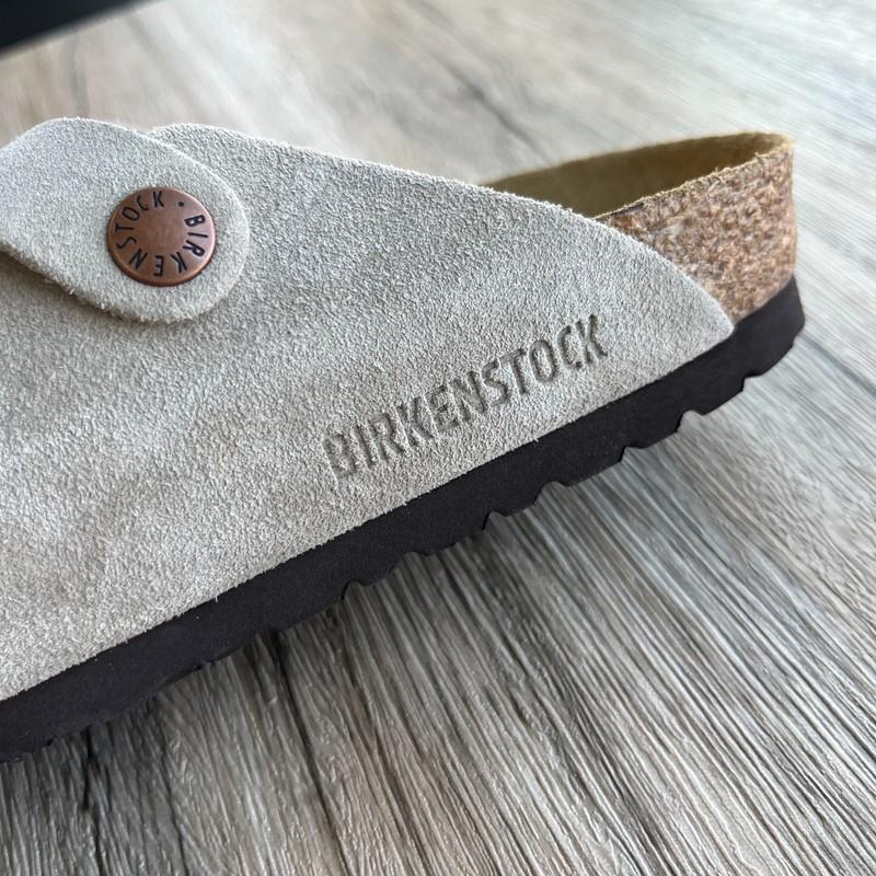 Birkenstock Boston Clogs Soft Footbed Suede Leather - Taupe
