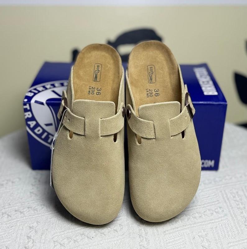 Birkenstock Boston Khaki Suede Leather Footbed EU 37–45 NEW Men's/Women's